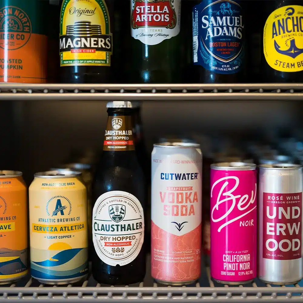 Well-stocked drink fridge